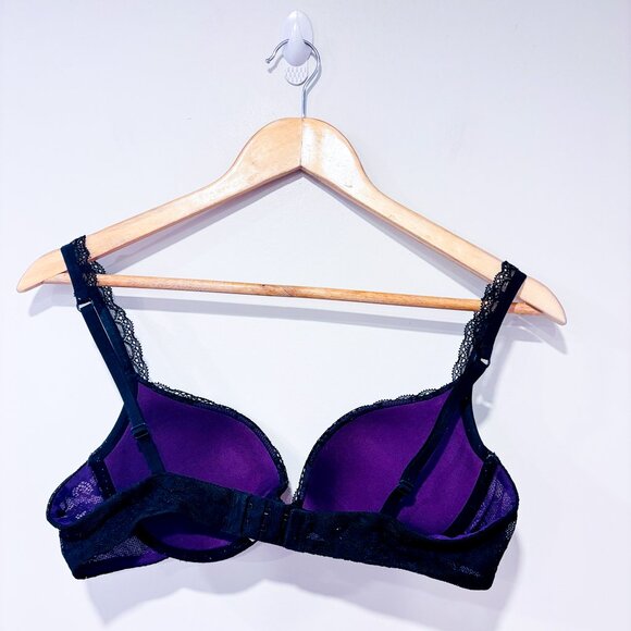 JACOB Black & purple lace push-up bra | Padded underwire lingerie | 34C * - Picture 4 of 6